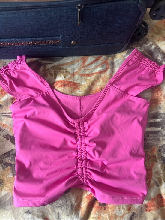 Tops - Ruched Pink Women's Crop Top
